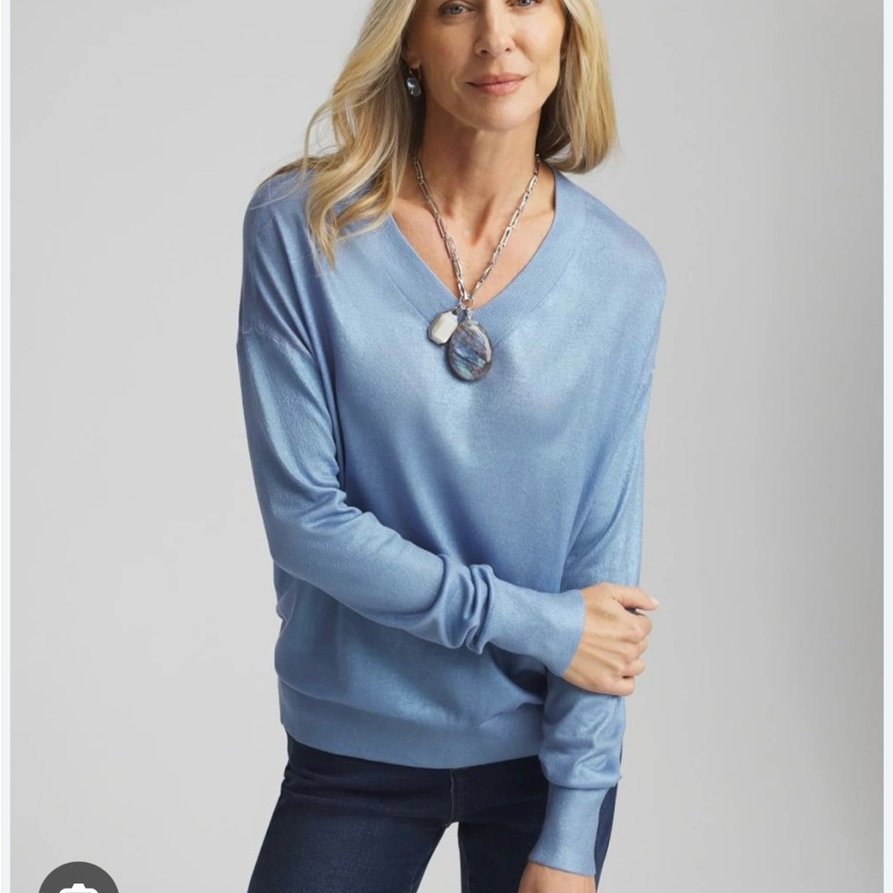 Chico's Sky Blue V-Neck Sweater
